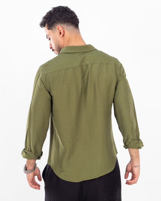 Men's Olive Linen Shirt