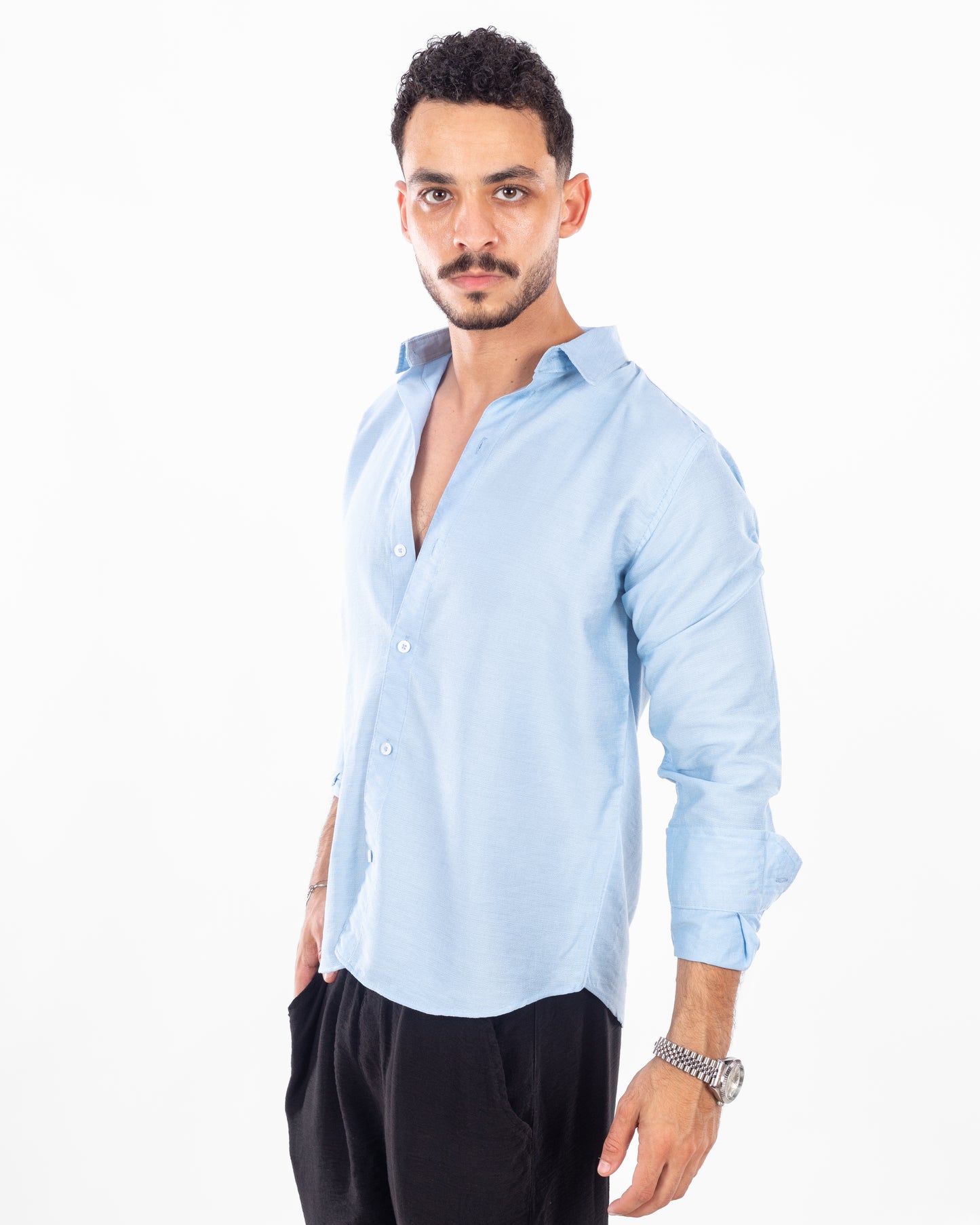 Men's Baby Blue Linen Shirt