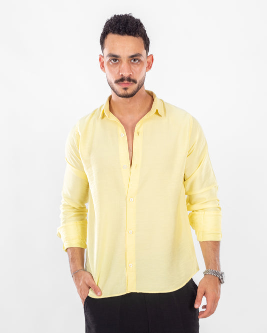 Men's Lemon Yellow Linen Shirt