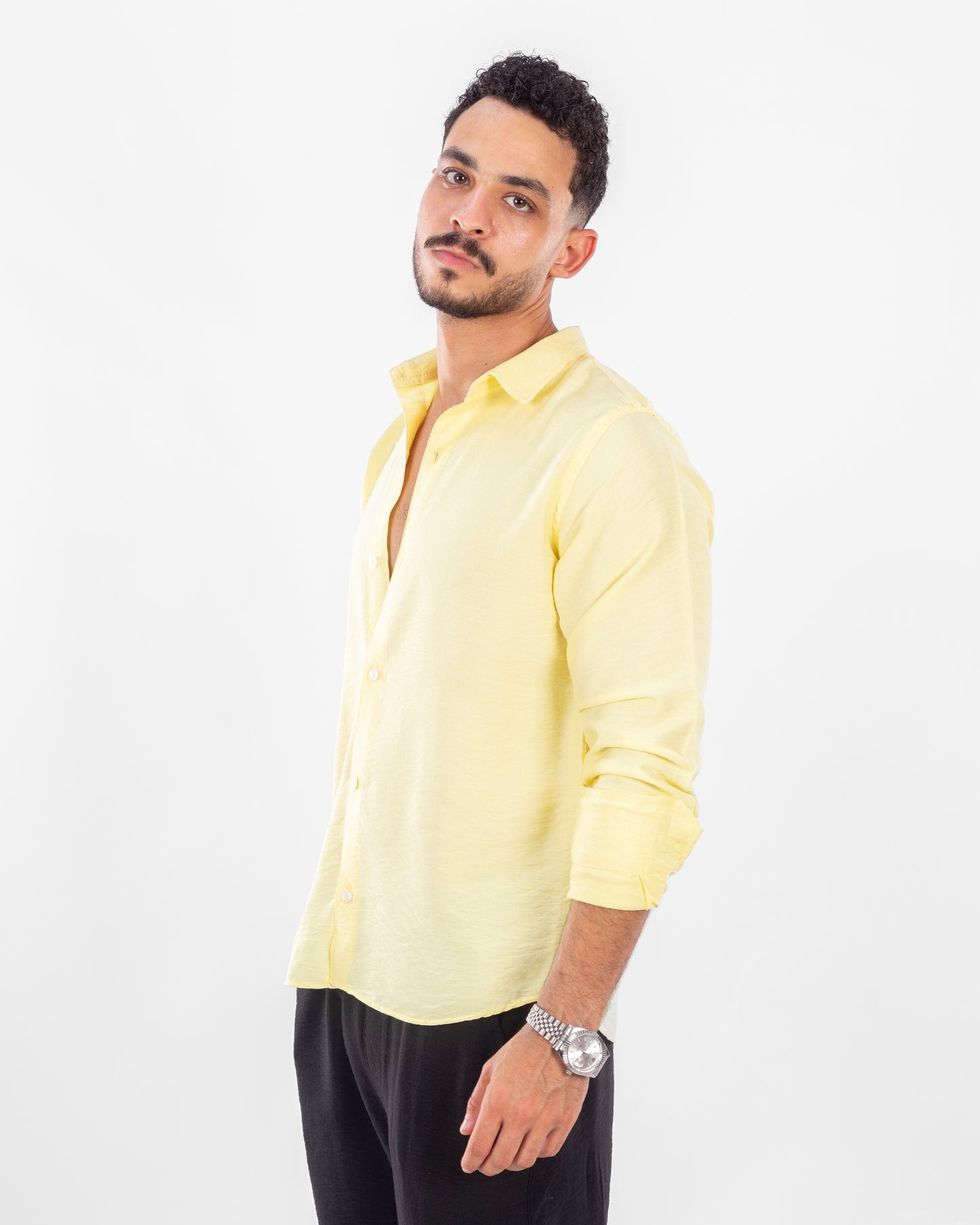 Men's Lemon Yellow Linen Shirt