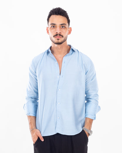 Men's Baby Blue Linen Shirt