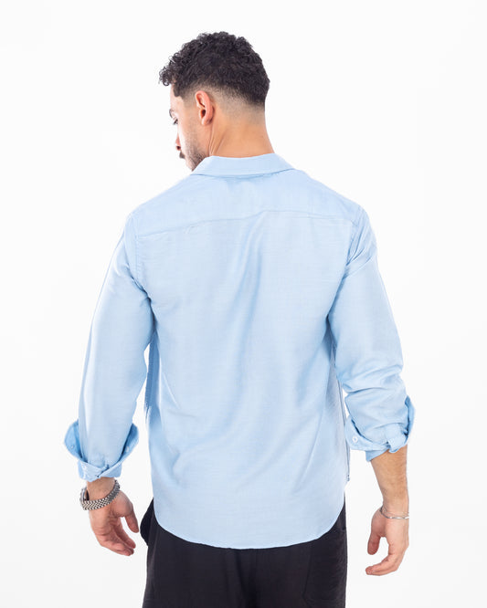 Men's Baby Blue Linen Shirt