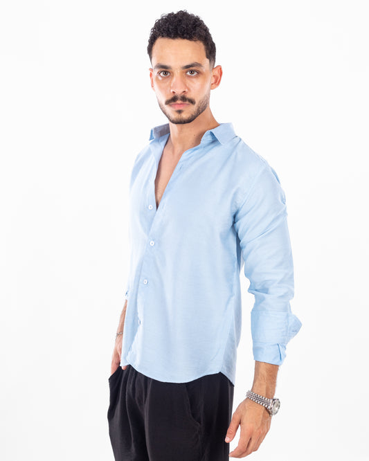 Men's Baby Blue Linen Shirt
