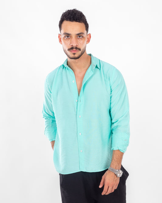 Men's Turquoise Linen Shirt